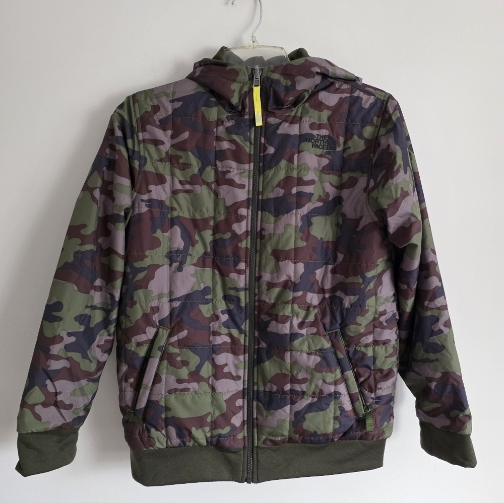 THE NORTH FACE | quilted reversible full-zip jacket green camo Boys Sz 14 16